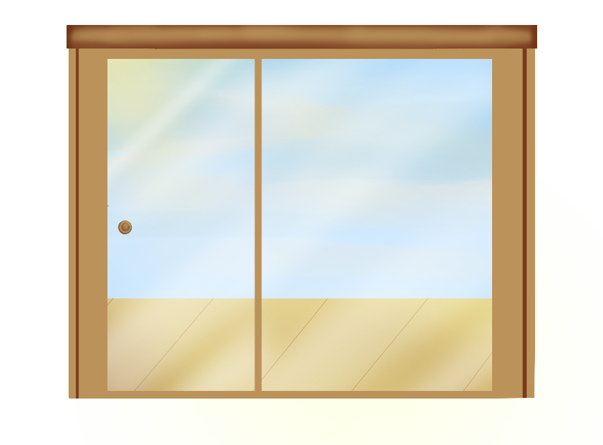 Back Porch Sliding Door: Oak (Day-time)