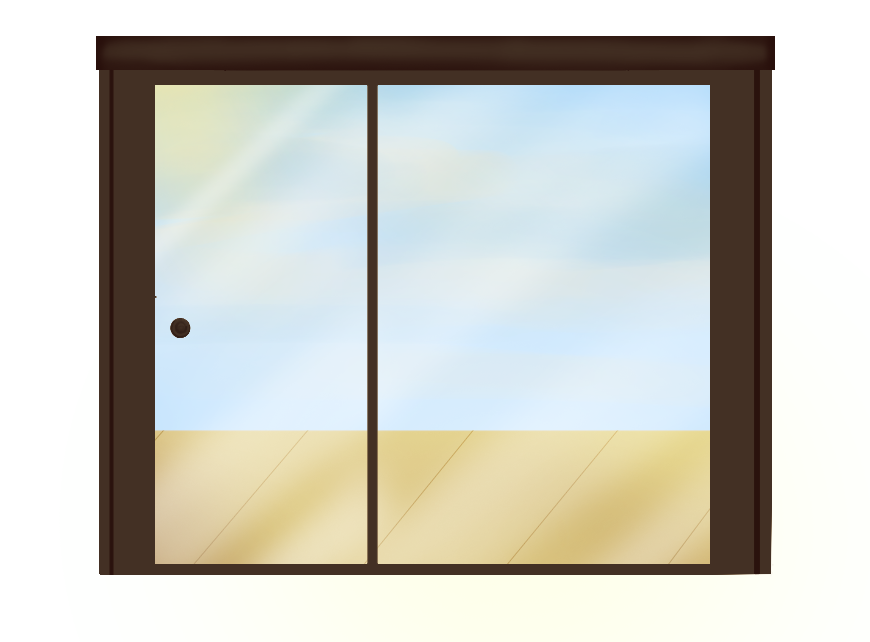 Back Porch Sliding Door: Oak-Walnut (Day-time)