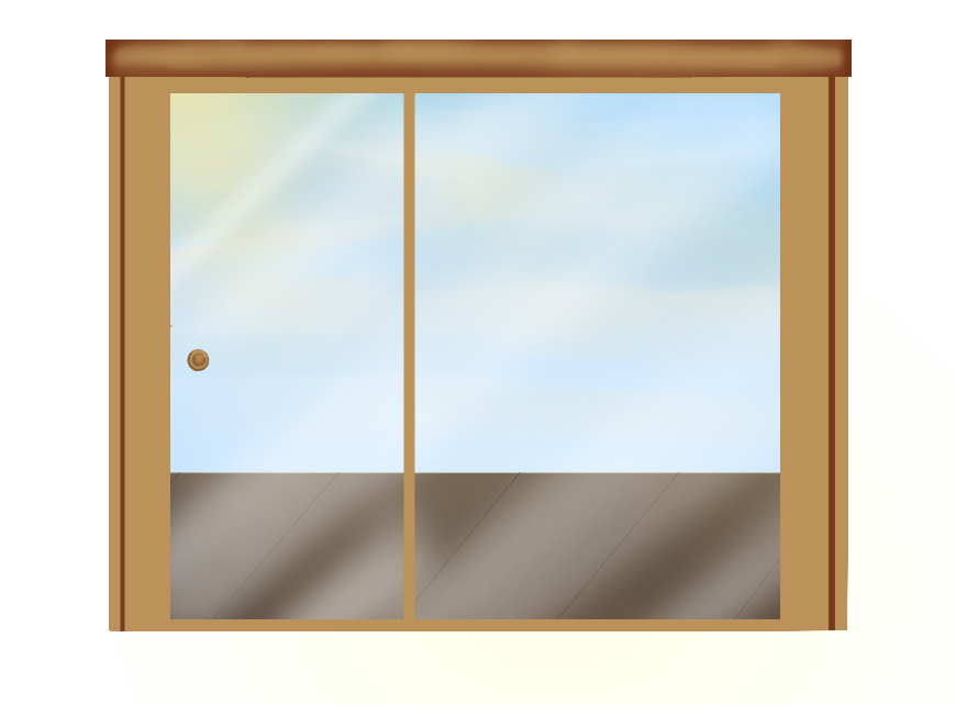 Back Porch Sliding Door: Walnut-Oak (Day-time)