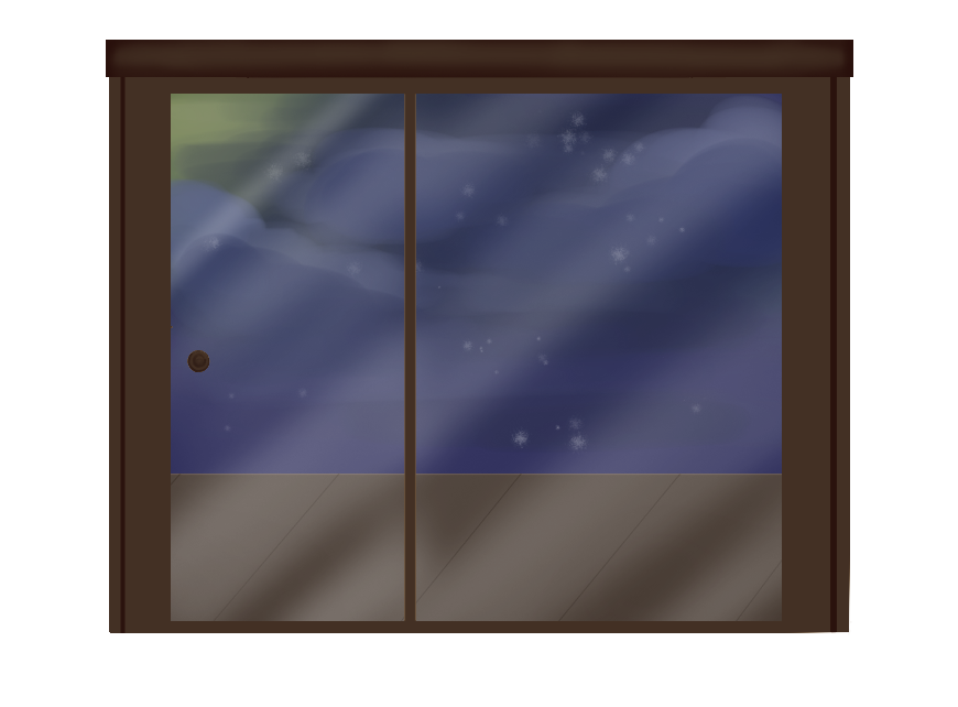 Back Porch Sliding Door: Walnut (Night-time)